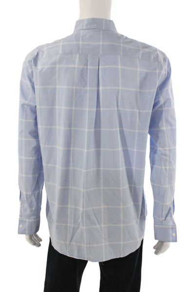 Billy Reid Mens Cotton Striped Long Sleeve Button-Down Shirt Blue Size L