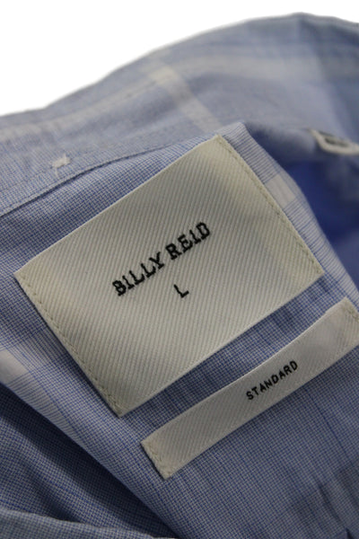 Billy Reid Mens Cotton Striped Long Sleeve Button-Down Shirt Blue Size L