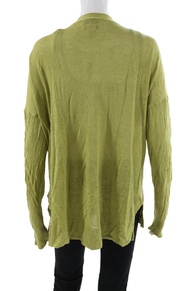 Rachel Zoe Womens Green Linen V-Neck Cardigan Sweater Long Sleeve Size XL