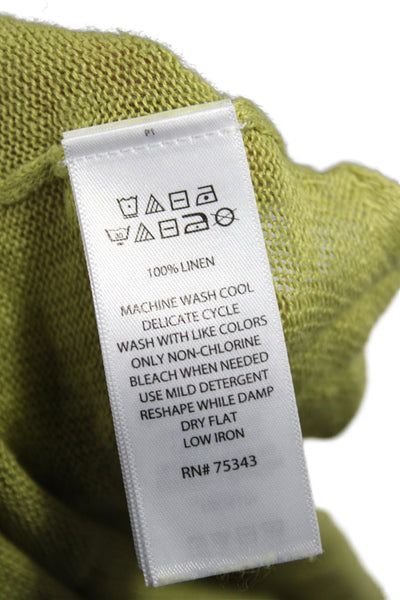 Rachel Zoe Womens Green Linen V-Neck Cardigan Sweater Long Sleeve Size XL