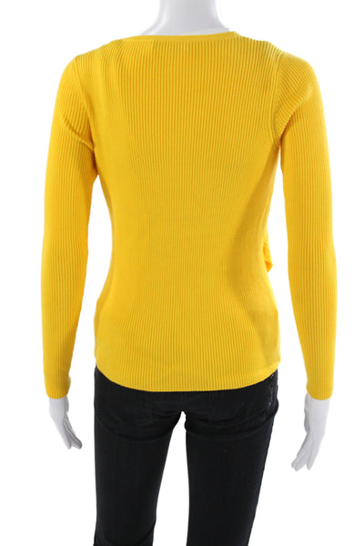 Milly Womens Yellow Wrap V-Neck Sweater Long Sleeve Size S