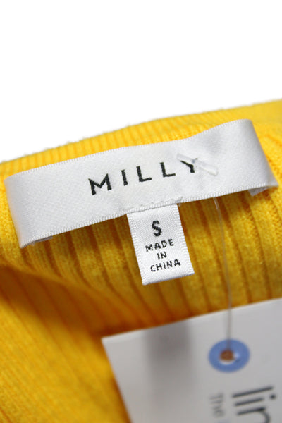 Milly Womens Yellow Wrap V-Neck Sweater Long Sleeve Size S
