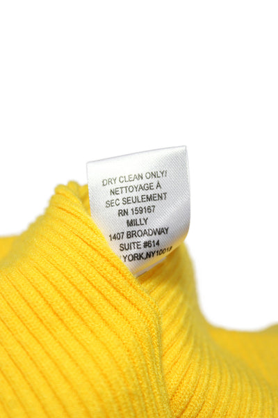 Milly Womens Yellow Wrap V-Neck Sweater Long Sleeve Size S