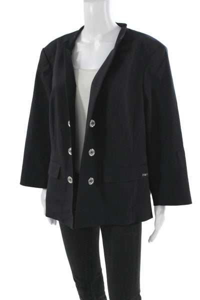 Calvin Klein Women Basic Jacket Black Button Cotton Long Sleeve Plus Size 20