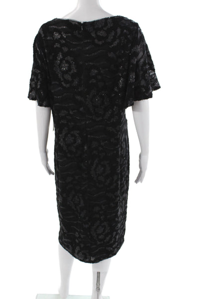 Calvin Klein Women Black Sheath Dress V-Neck Short Sleeve Nylon Size 20W