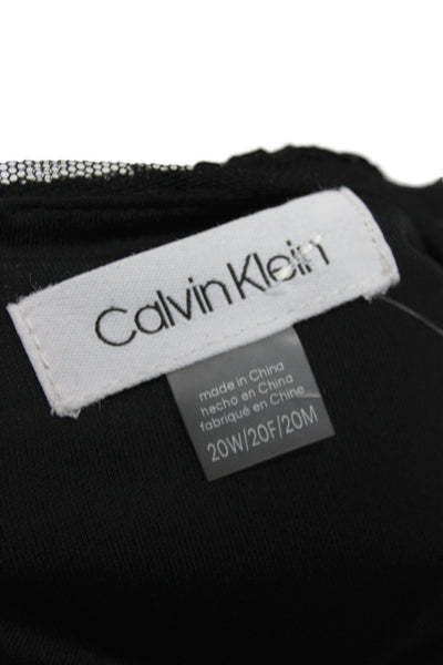 Calvin Klein Women Black Sheath Dress V-Neck Short Sleeve Nylon Size 20W