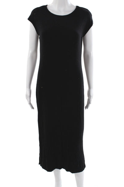 Rachel Zoe Women Bodycon Black Dress Short Sleeve Scoop Neck Size L