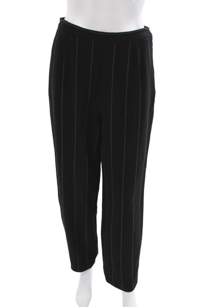 Krizia Women Dress Pants Black Striped Wool Button Inseam 28 Size 44