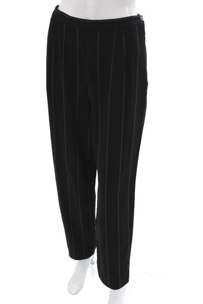 Krizia Women Dress Pants Black Striped Wool Button Inseam 28 Size 44