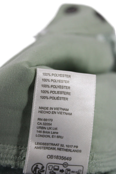 Free People Womens Green Capri Pants Button Polyester Size 6