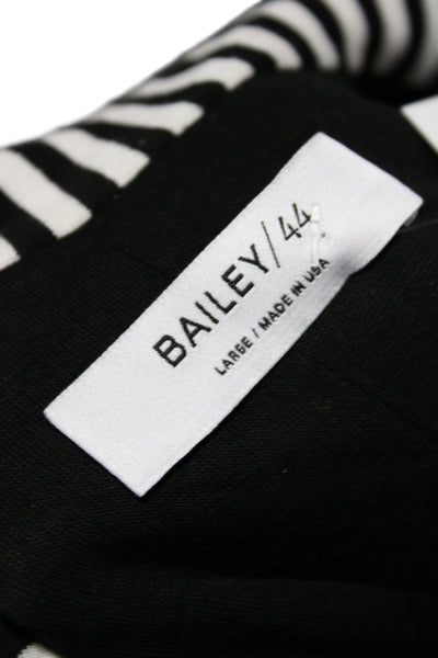 Bailey 44 Women Basic Jacket Striped Black Collared Button 3/4 Sleeve Size L