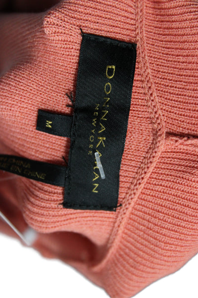 Donna Karan New York Women Cardigan Cowl Neck 3/4 Sleeve Orange Size M