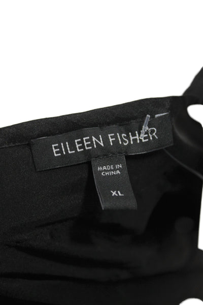 Eileen Fisher Women Silk Scoop Neck Sleeveless Basic Tank Black Size XL