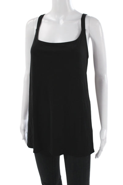 Eileen Fisher Women Black Silk Square Neck Sleeveless Tank Size XL