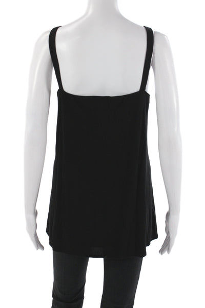 Eileen Fisher Women Black Silk Square Neck Sleeveless Tank Size XL
