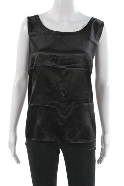 Eileen Fisher Women Basic 100% Silk Scoop Neck Sleeveless Tank Black Size 1X