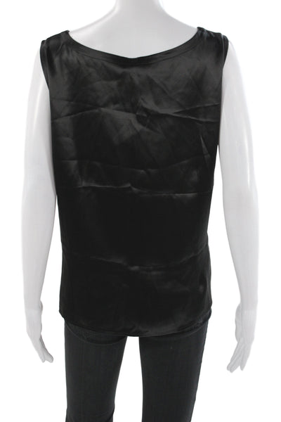Eileen Fisher Women Basic 100% Silk Scoop Neck Sleeveless Tank Black Size 1X