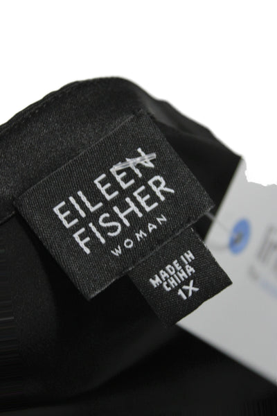 Eileen Fisher Women Basic 100% Silk Scoop Neck Sleeveless Tank Black Size 1X