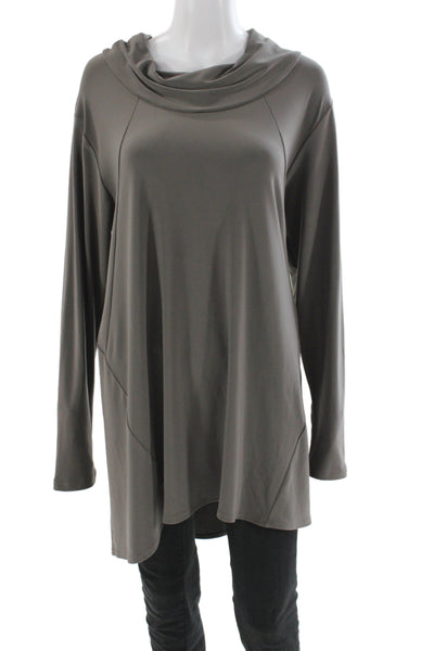 Sympli Womens Gray Cowl Neck Jersey Long Sleeve Blouse Polyester Size 16