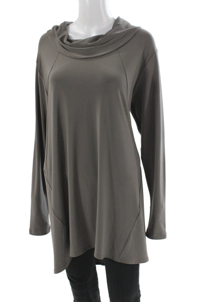 Sympli Womens Gray Cowl Neck Jersey Long Sleeve Blouse Polyester Size 16