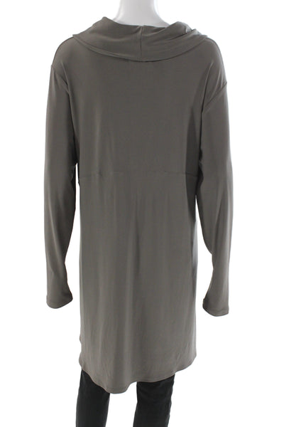 Sympli Womens Gray Cowl Neck Jersey Long Sleeve Blouse Polyester Size 16