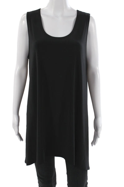 Sympli Women Tunic Tank Black Scoop Neck Sleeveless Minimalist Plus Size 18