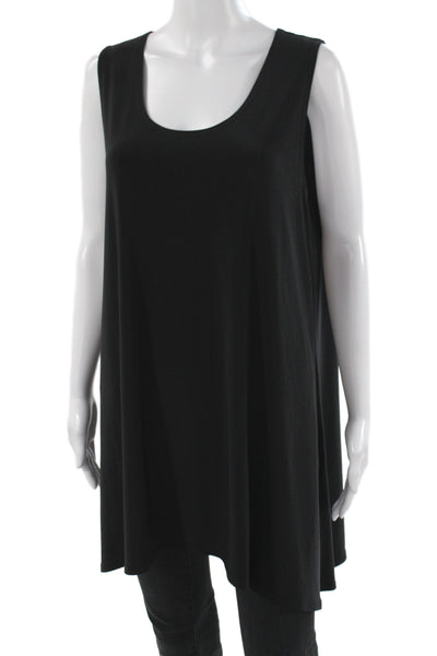 Sympli Women Tunic Tank Black Scoop Neck Sleeveless Minimalist Plus Size 18