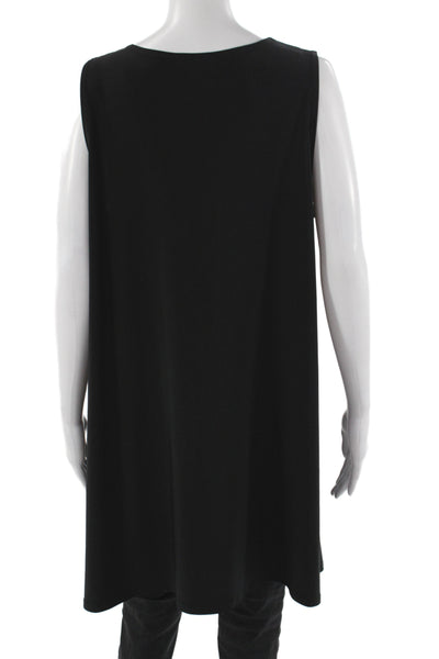 Sympli Women Tunic Tank Black Scoop Neck Sleeveless Minimalist Plus Size 18
