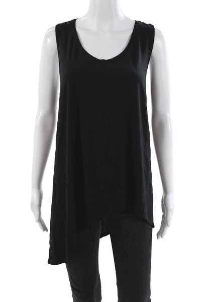 Eileen Fisher Women Tunic Tank Sleeveless Scoop Neck Black Viscose Size 1X