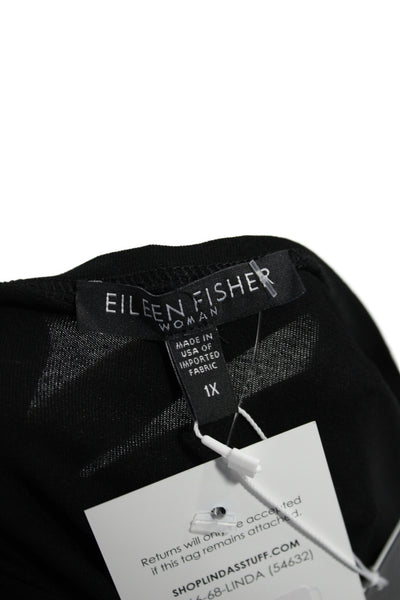 Eileen Fisher Women Tunic Tank Sleeveless Scoop Neck Black Viscose Size 1X