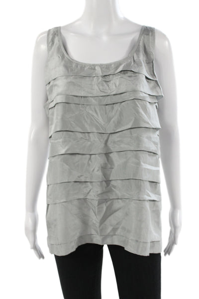 Eileen Fisher Women Silk Scoop Neck Sleeveless Tunic Gray Size XL