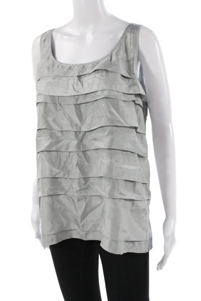 Eileen Fisher Women Silk Scoop Neck Sleeveless Tunic Gray Size XL