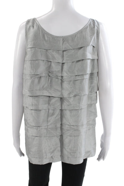 Eileen Fisher Women Silk Scoop Neck Sleeveless Tunic Gray Size XL