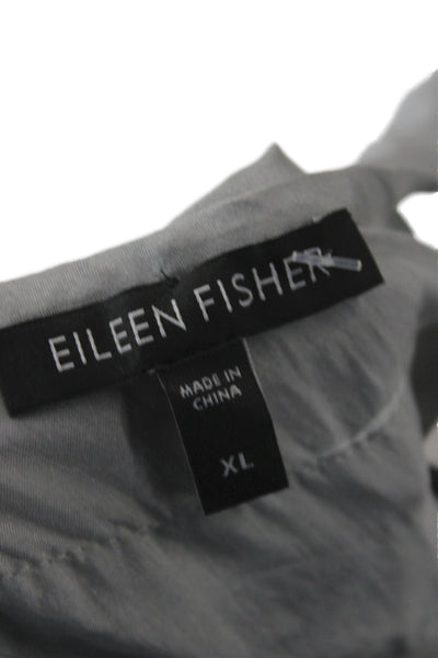 Eileen Fisher Women Silk Scoop Neck Sleeveless Tunic Gray Size XL