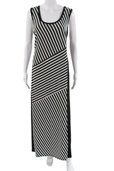 Calvin Klein Womens Maxi Striped Black Scoop Neck Sleeveless Dress Size 0X