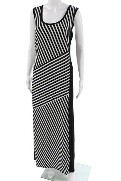 Calvin Klein Womens Maxi Striped Black Scoop Neck Sleeveless Dress Size 0X