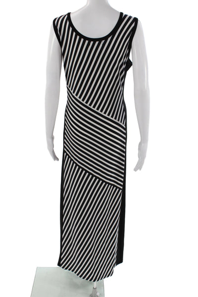 Calvin Klein Womens Maxi Striped Black Scoop Neck Sleeveless Dress Size 0X