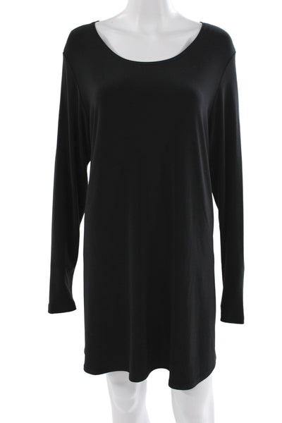 Sympli Womens Shift Short Long Sleeve Black Dress Plus Size 18