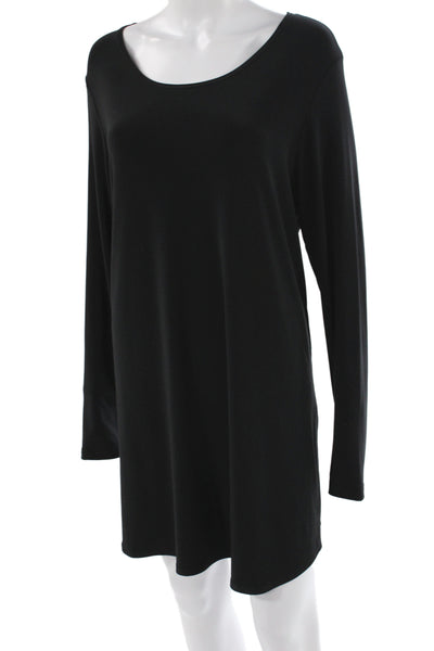 Sympli Womens Shift Short Long Sleeve Black Dress Plus Size 18