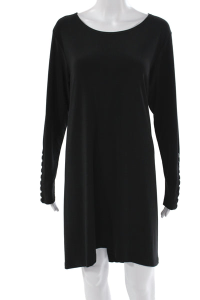 Sympli Women Shift Dress Black Long Sleeve Scoop Neck Size 16