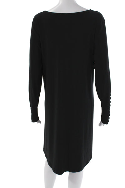 Sympli Women Shift Dress Black Long Sleeve Scoop Neck Size 16
