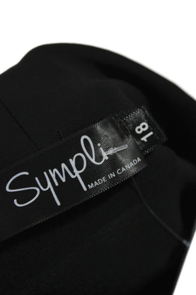 Sympli Women Black Shift Dress Mock Neck Sleeveless Short Size 18