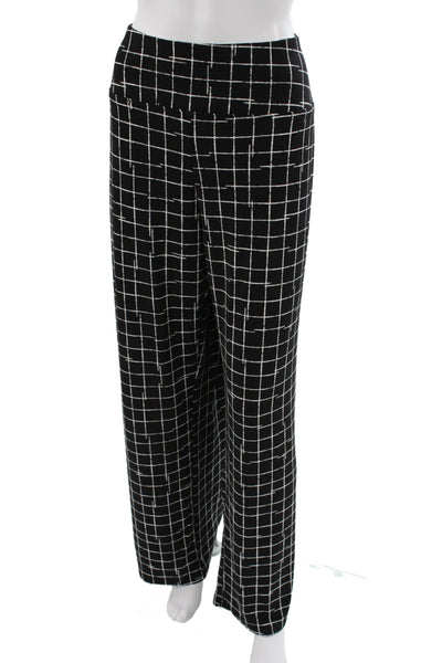 Sympli Women Plus Black Check Pull On Polyester Pants Size 18