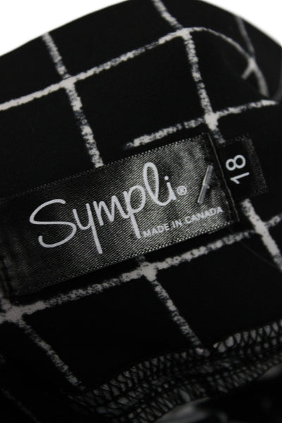 Sympli Women Plus Black Check Pull On Polyester Pants Size 18