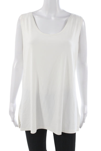 Sympli Women Basic Scoop Neck White Tank Size L
