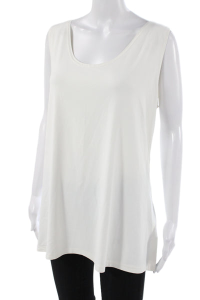 Sympli Women Basic Scoop Neck White Tank Size L