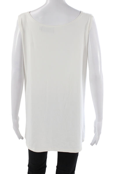 Sympli Women Basic Scoop Neck White Tank Size L