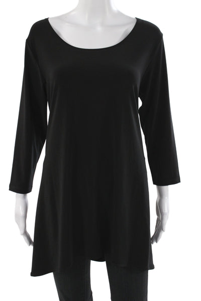 Sympli Womens Tunic Black Scoop Neck 3/4 Sleeve Polyester Size 16