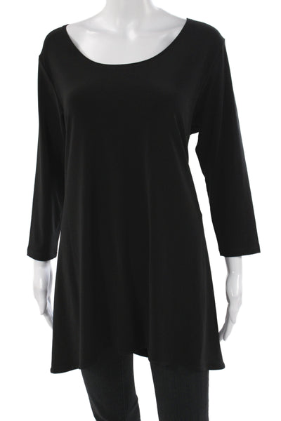 Sympli Womens Tunic Black Scoop Neck 3/4 Sleeve Polyester Size 16