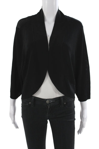 Eileen Fisher Women Black V-Neck Cardigan 3/4 Sleeve Rayon Size 2X